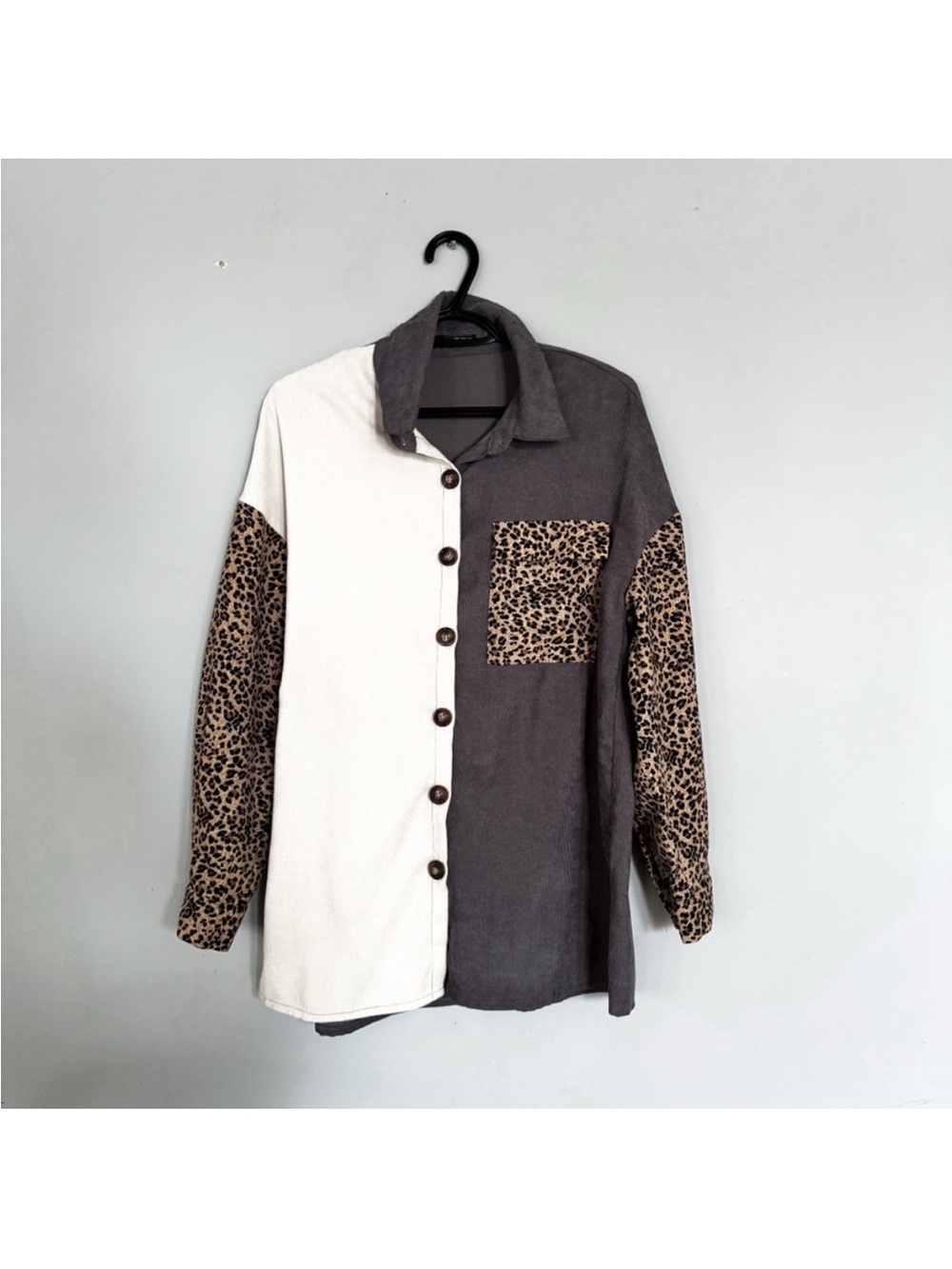 SHEIN • Corduroy Leopard Print Shacket